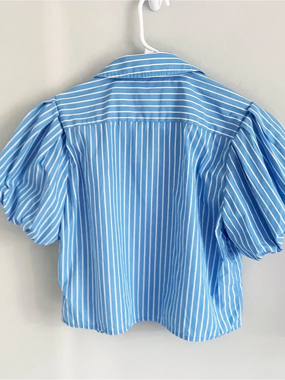 J Crew blue puffy sleeve button-down shirt
